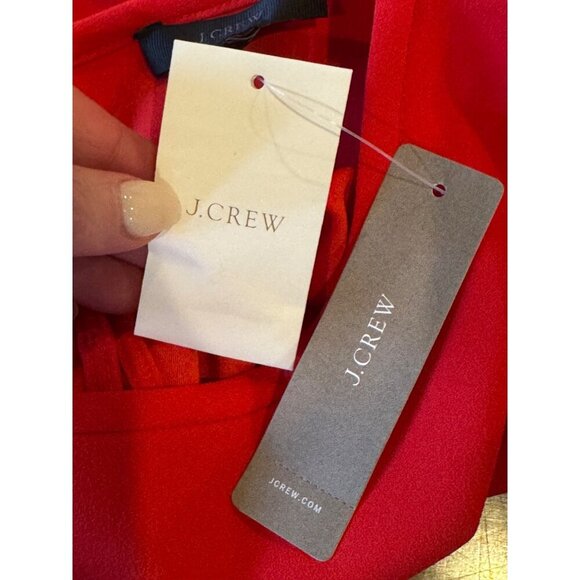 J Crew Shirt Women 00 Petite Red Crepe Lana Tiered Bell Sleeve Blouse NWT Preppy - Picture 10 of 14